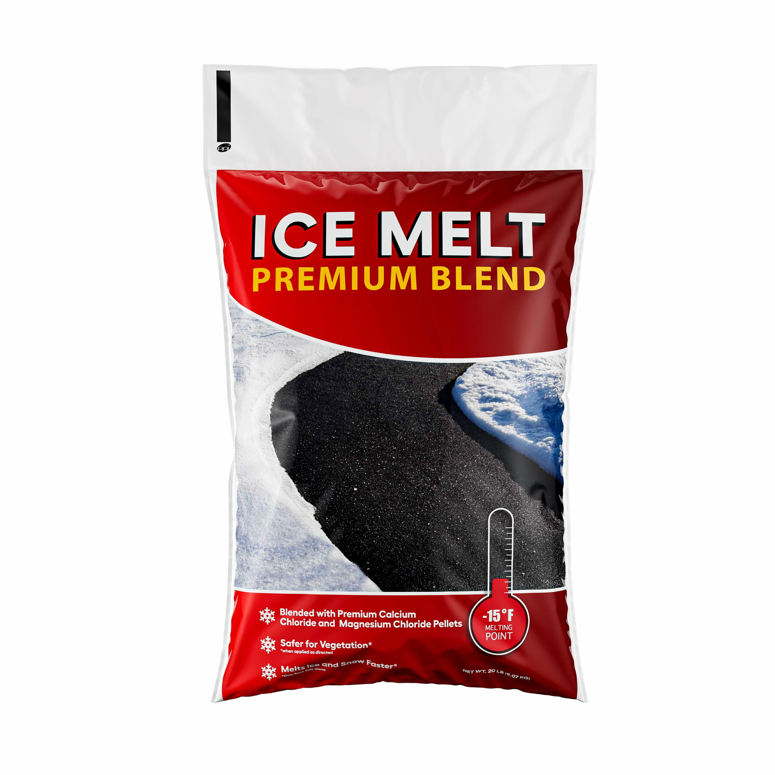 Premium Ice Melt Blend &ndash; 20lb Bag with Calcium & Magnesium Chloride, Effective to  15&deg;F, Safe for Vegetation