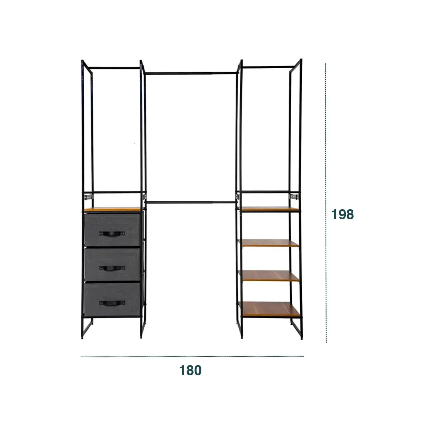 Armadio Estensibile 6 Moduli Con 3 Cassetti E 4 Ripiani Nero