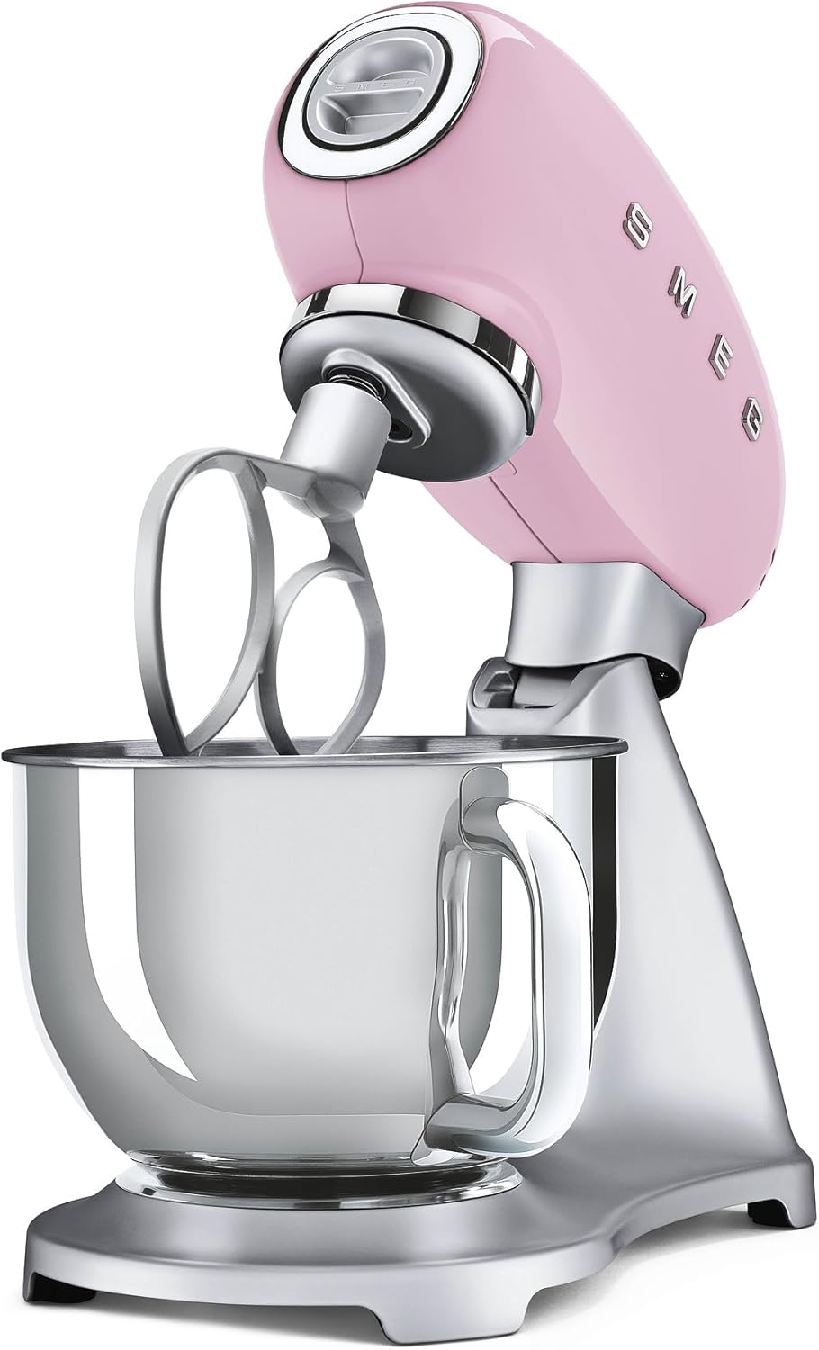 Smeg, SMF02PKEU Küchenmaschine, 10 Geschwindigkeitsstufen, Planetenrührwerk, Sicherheitsabschaltung, 2 Rührbesen, Kugelgriff aus Edelstahl, 800 W, Rose