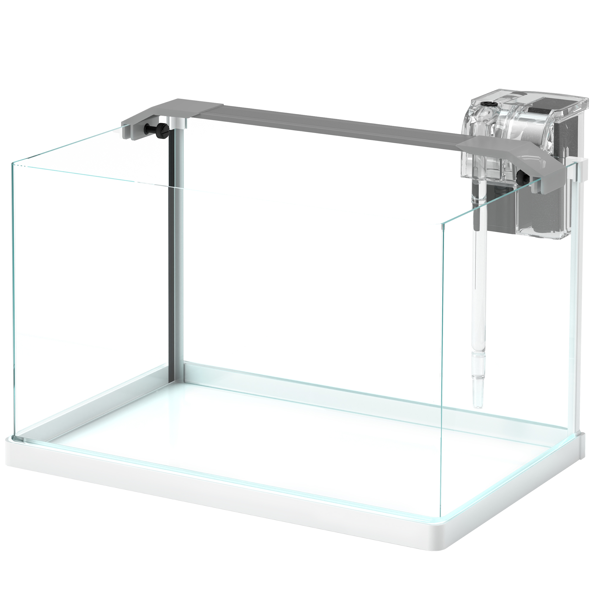 PawHut Aquarium aus Glas mit LED-Lichtern, 20L Aquarium, Filterpumpe, 38 x 26 x 27 cm weiß