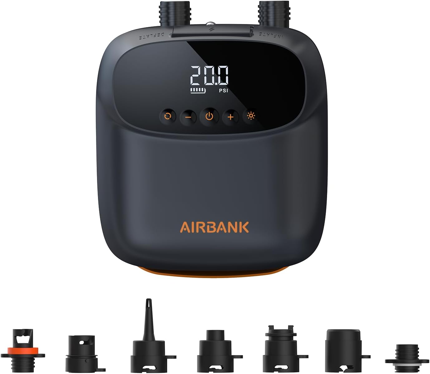 AIRBANK Pompa ad Aria Elettrica Pompa SUP con Batteria The Puffer Pro, Pompa ad Aria Ricaricabile a Doppio Stadio con Spegnimento Automatico per Paddleboard, Wing Foil e Kite, Tenda, Materasso