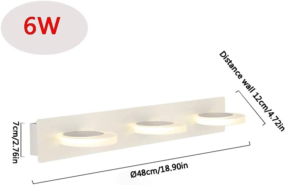 3 Köpfe Führte Spiegel Vorderseite Licht Bad Wandlampe Make-Up Lichter Für Umkleidetisch, Warm Weiß