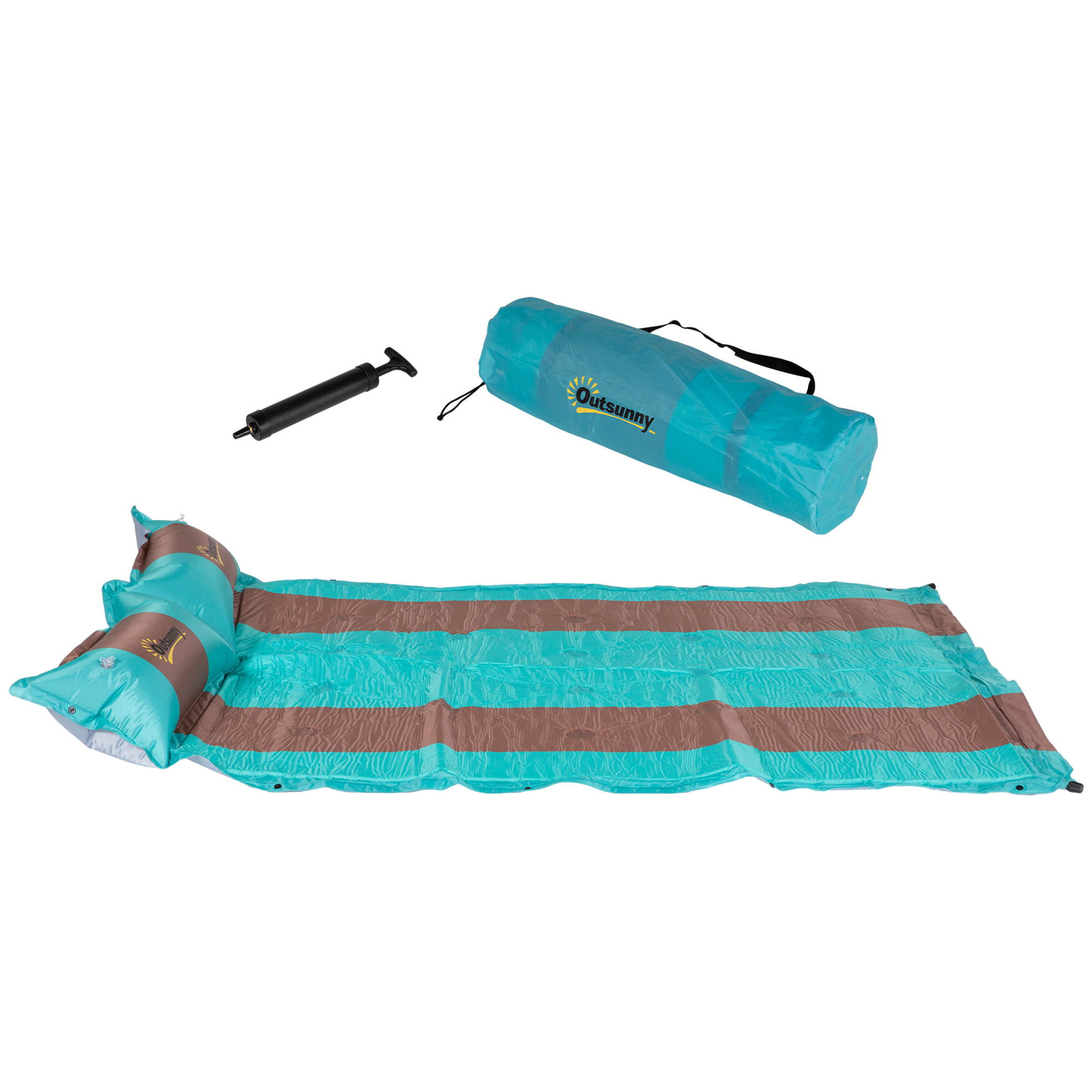Outsunny Isomatte, für 2 Personen, selbstaufblasend, leicht, wasserabweisend, 192x135x3cm, Blau/Braun