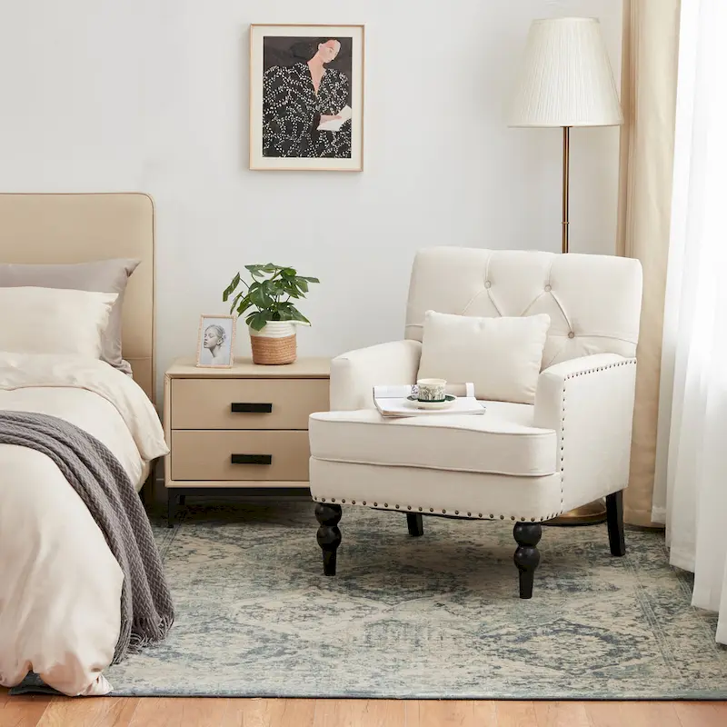 Upholstered Accent Chair with Lumbar Pillow - Single Seat