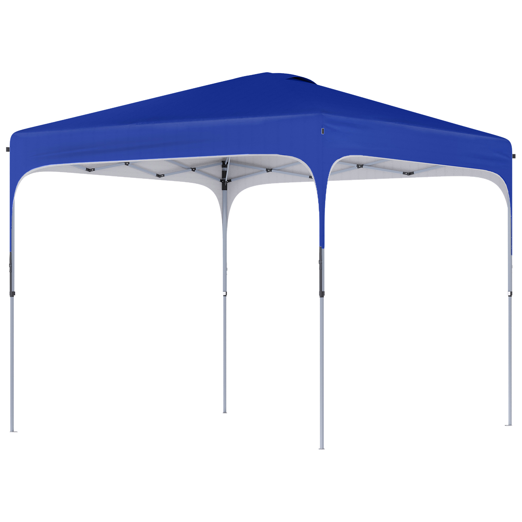 Outsunny Gartenpavillon Klappbar 2,5x2,5 m mit Höhenverstellung, Sandsäcke und Tragetasche mit Rädern, Blau