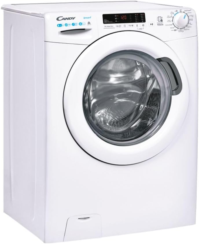 Candy Smart CSWS4852DW3/1-11, Lavasciuga a carica frontale, 8+5 KG, Classe D, 1400 giri, 79 dB, Partenza Ritardata, 16 programmi, Bianco, AxLxP 85x60x53 cm