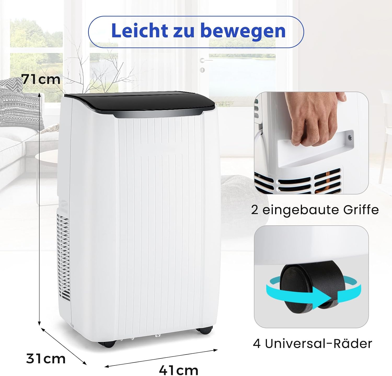GOPLUS Klimaanlage mit Abluftschlauch, mobiles Klimagerät | 5 in 1: Kühlen, Heizen, Entfeuchten, Belüften, Auto | Schlafmodus | App Steuerung | 1-24H Timer | für Räume bis zu 42㎡ (12000 BTU)