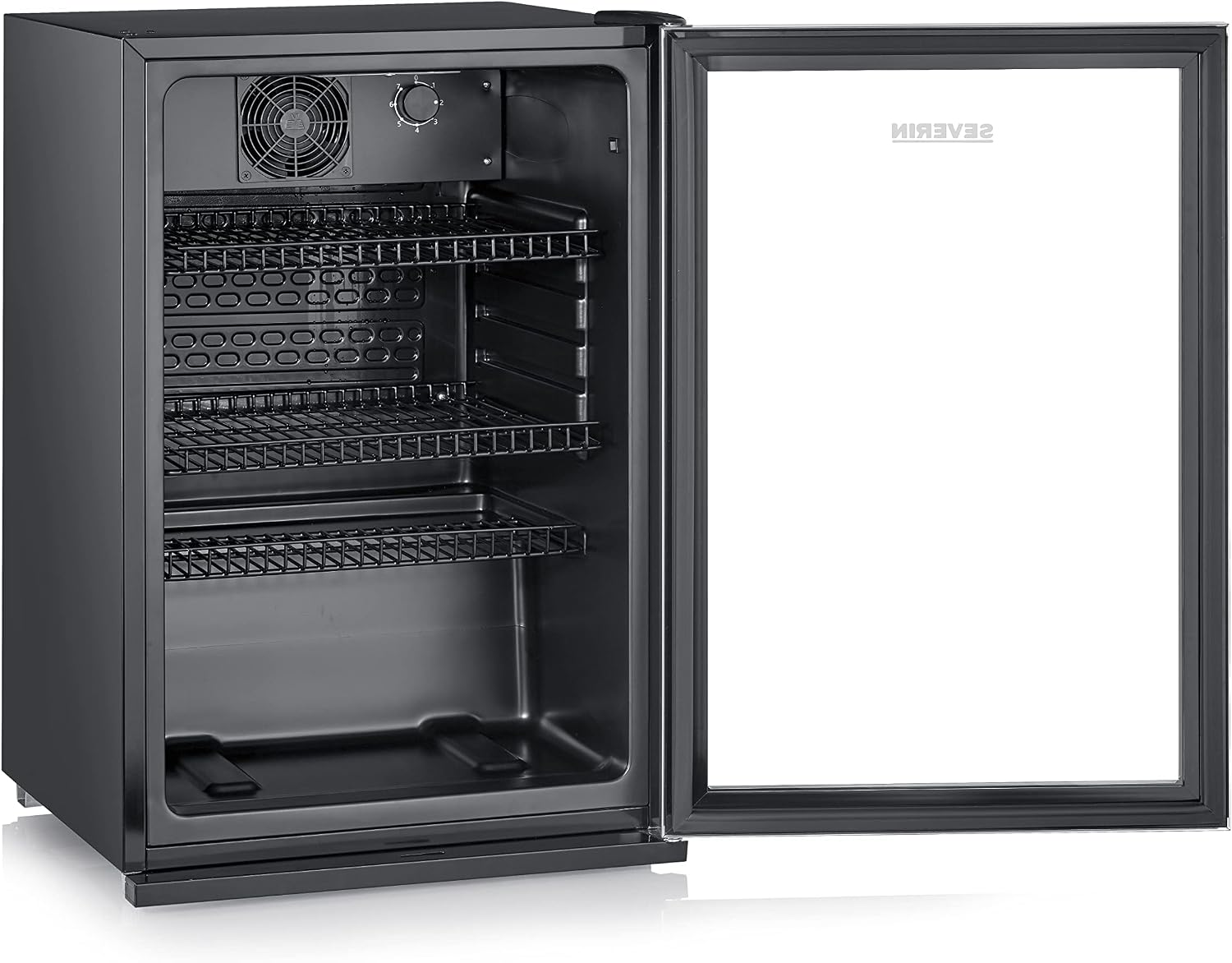 SEVERIN Flaschenkühlschrank, mit integriertem Schloss und integrierter LED-Beleuchtung, 118 L Nutzinhalt, schwarz/silber, FSK 8840
