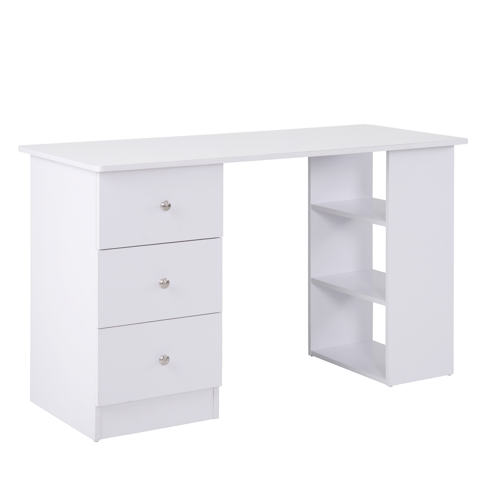 HOMCOM Schreibtisch Multimediabüro mit 3 Schubladen 2 Regalen 120L x 49B x 72H cm Weiß