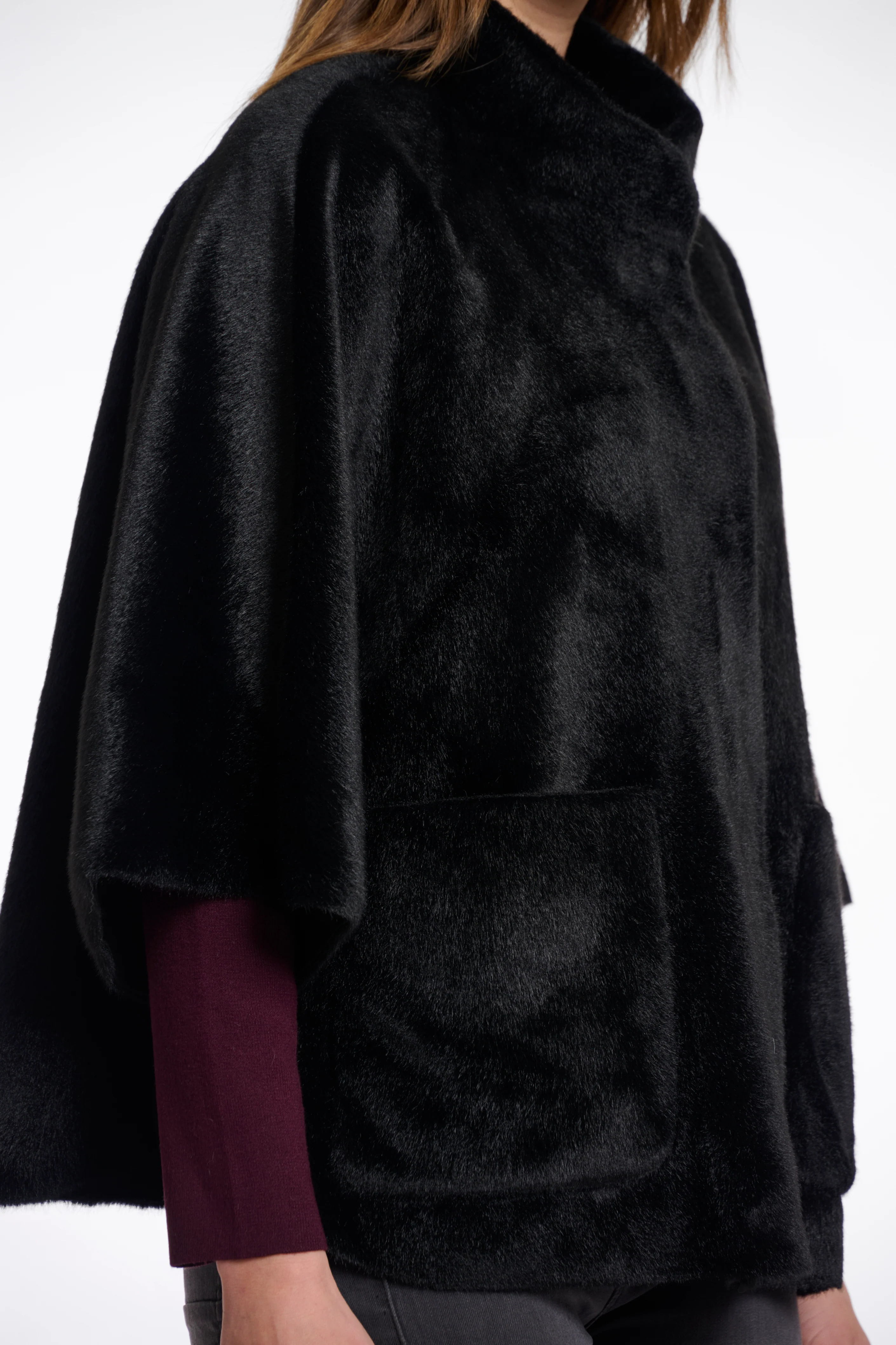Rino & Pelle Dewi Faux Fur Cape - Black