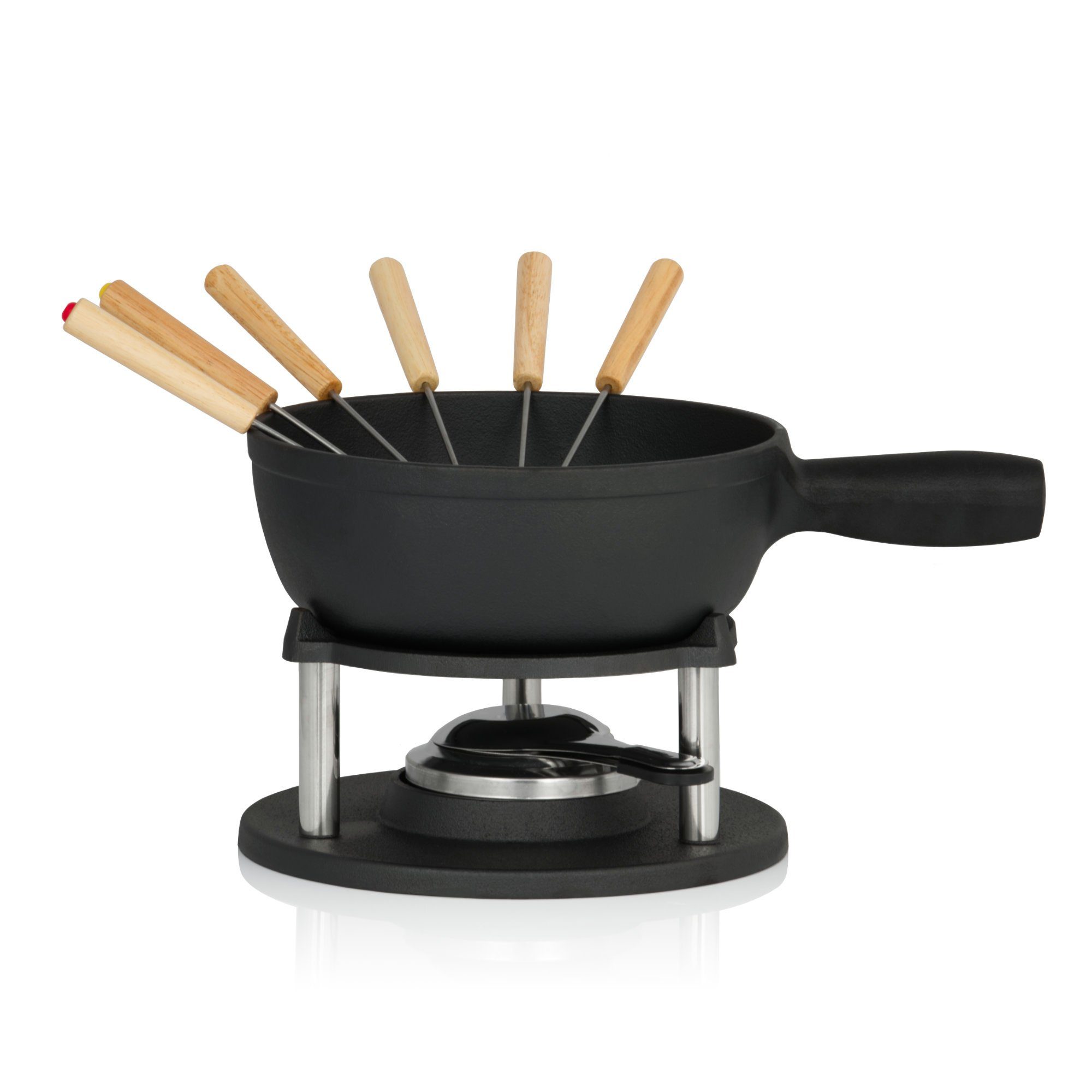 Fondue 9-teiliges Gusseisen Fondue Set für 6 Personen, 2 L, Fondueset