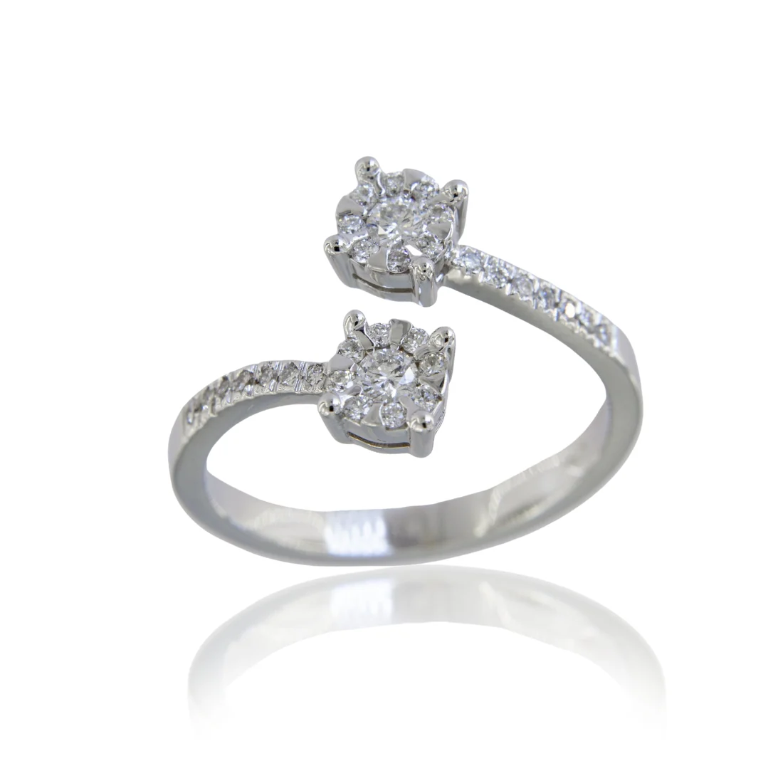 Anello da donna contrarier rosette magic oro bianco e brillanti ct 0,39