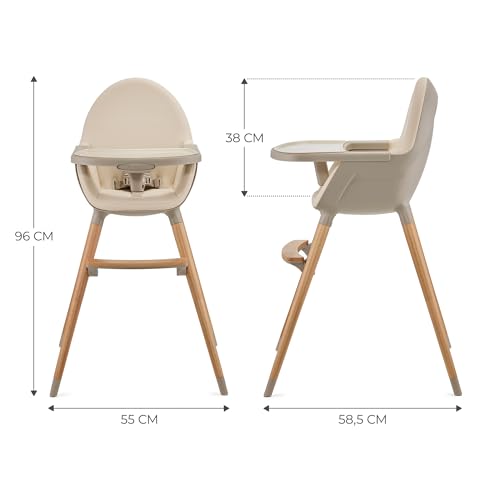 Kinderkraft Seggiolone Pappa FINI2, 2 in 1, Rialzo da Sedia, Poggiapiedi Vassoio Regolabile, per Bambini da 6 Mesi fino 5 Anni, Beige : Prima infanzia