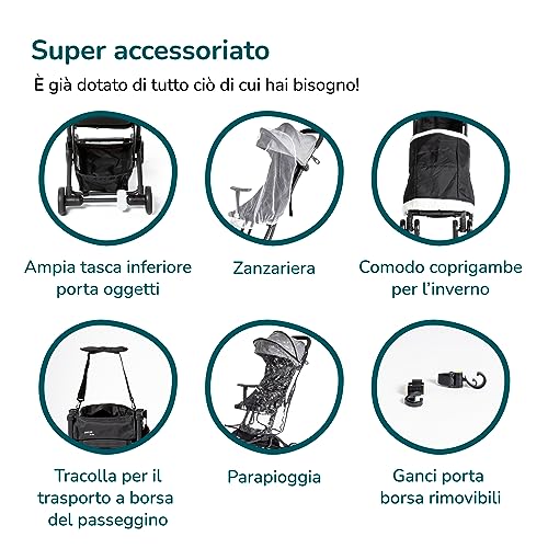 Passeggino leggero 25 kg portata ZANCLEM   Reclinabile Super Accessoriato con Chiusura Ombrello| Passeggino compatto con Cintura 5 Punti e Freno a Pedale   passeggino da viaggio aereo : Prima infanzia