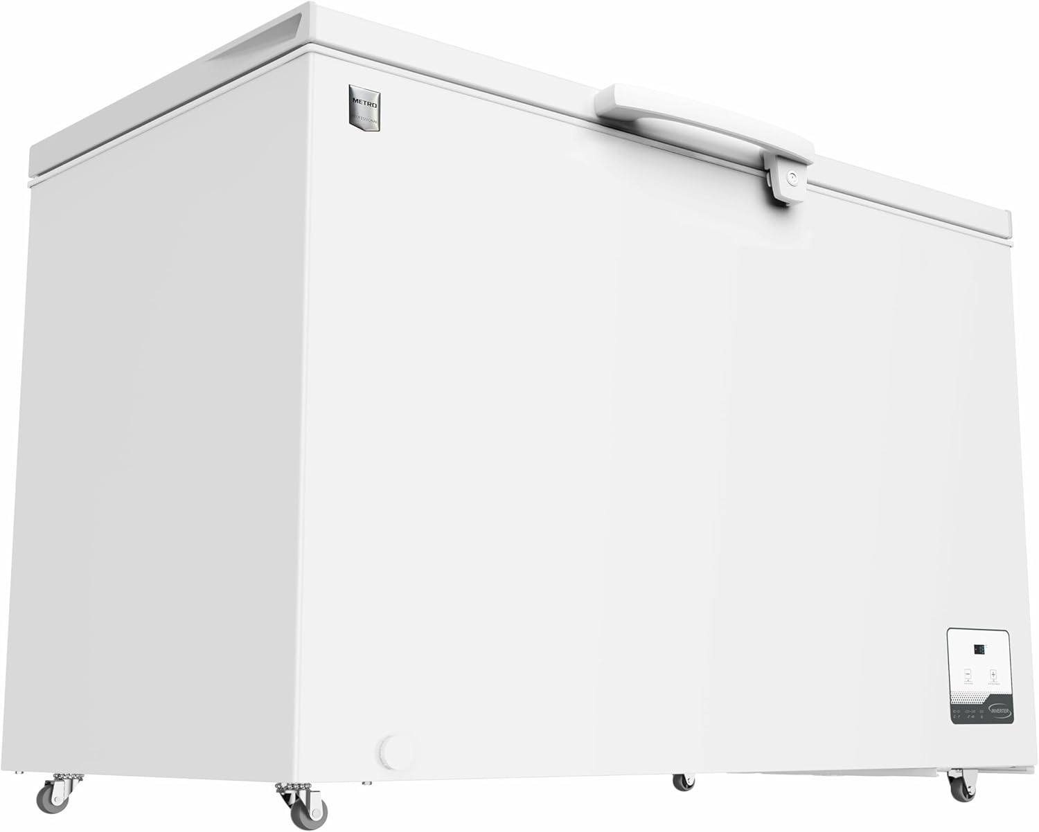 METRO Professional Congelatore a pozzetto GHF2400, acciaio/alluminio, 136.5 x 73.5 x 83.5 cm, 130 W, 1 cestello, illuminazione a LED, con serratura, bianco (400 L)