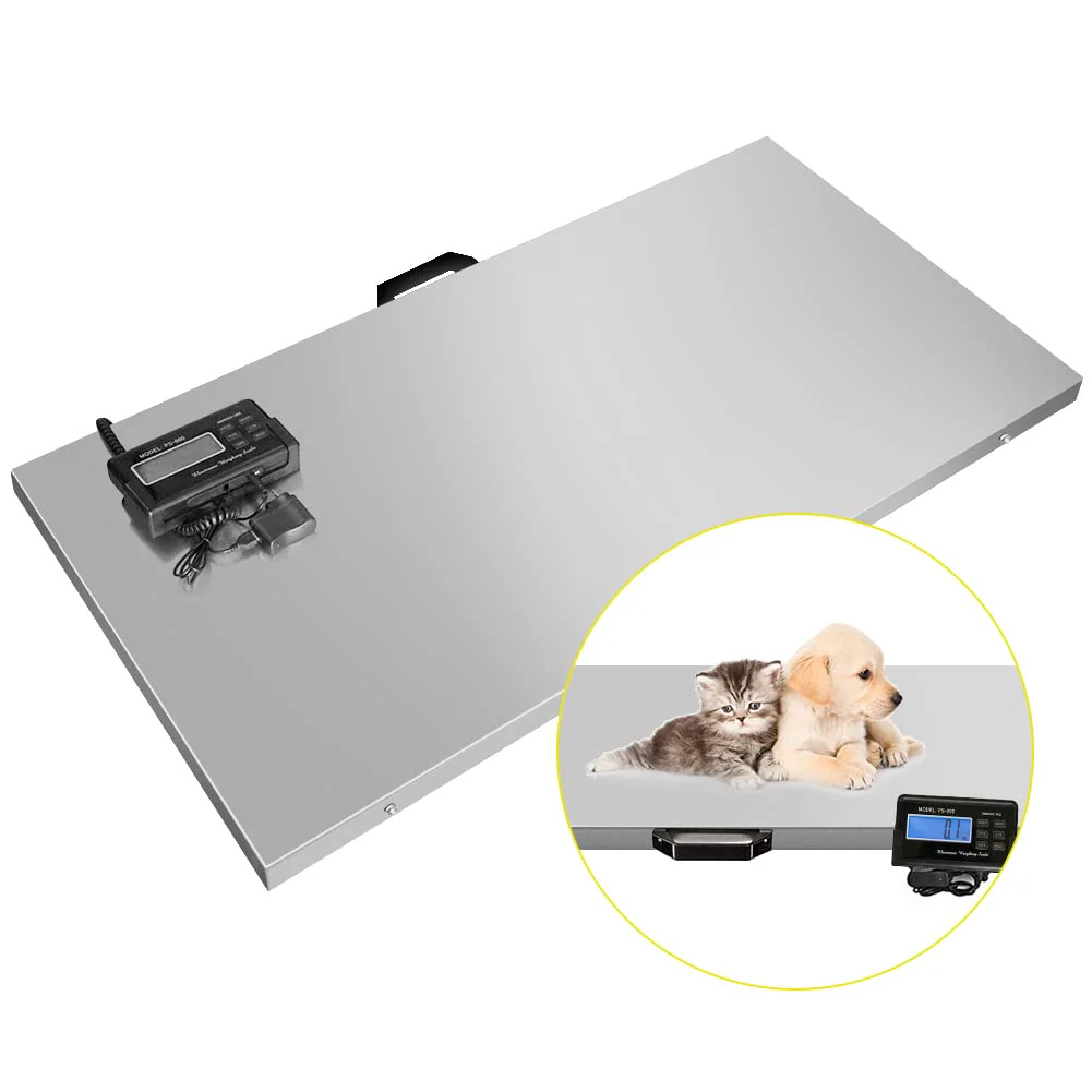 Digital livestock scale, electronic digital pet veterinary scale 1100 pounds x 0.2 pounds, large platform stainless steel postal transportation scale, suitable for large livestock (dogs, pigs, sheep)