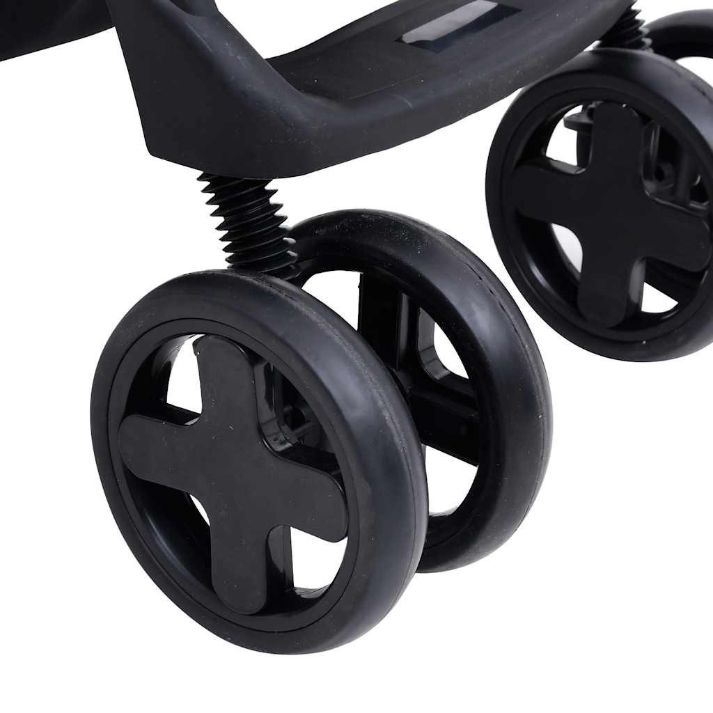 Kinder-Buggy 3-in-1 Kinderwagen Dunkelgrau und Schwarz Stahl