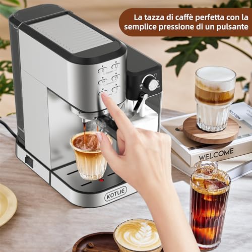 KOTLIE CM5180 Macchina per Espresso con Montalatte Automatico per Espresso, Cappuccino, Latte, serbatoio del latte rimovibile da 700 ml, serbatoio dell'acqua da 1000 ml, 20 Bar, 1350 W : Amazon.it: Casa e cucina