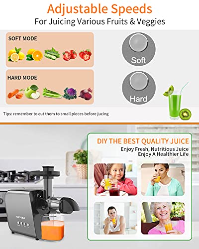 Slow Juicer Machine for Vegetables and Fruits Cold Press Masticating Juicer Extractor Celery Wheatgrass Leafy Greens Carrot Ginger Beet, Easy to Clean Juicer BPA Free Reverse Function,Dishwasher Safe : Home & Kitchen
