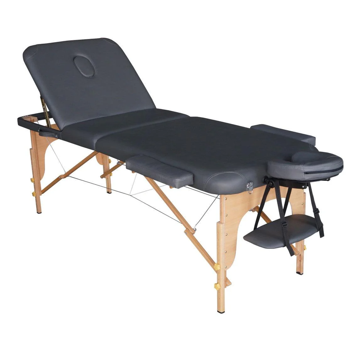 Lettino Massaggi Pieghevole in Legno ERIS – Rivestimento in Similpelle, Altezza Regolabile, Confortevole e Professionale