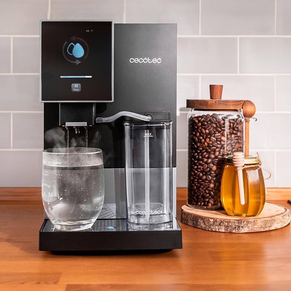 Cecotec Kompakte Superautomatische Kaffeemaschine mit Wifi Cremmaet Compactccino Connected Black Rose. 1350W, 19 Bar, TFT-Bildschirm und APP, Mahlwerk, Milchtank 400 ml und 1 Liter Wasser