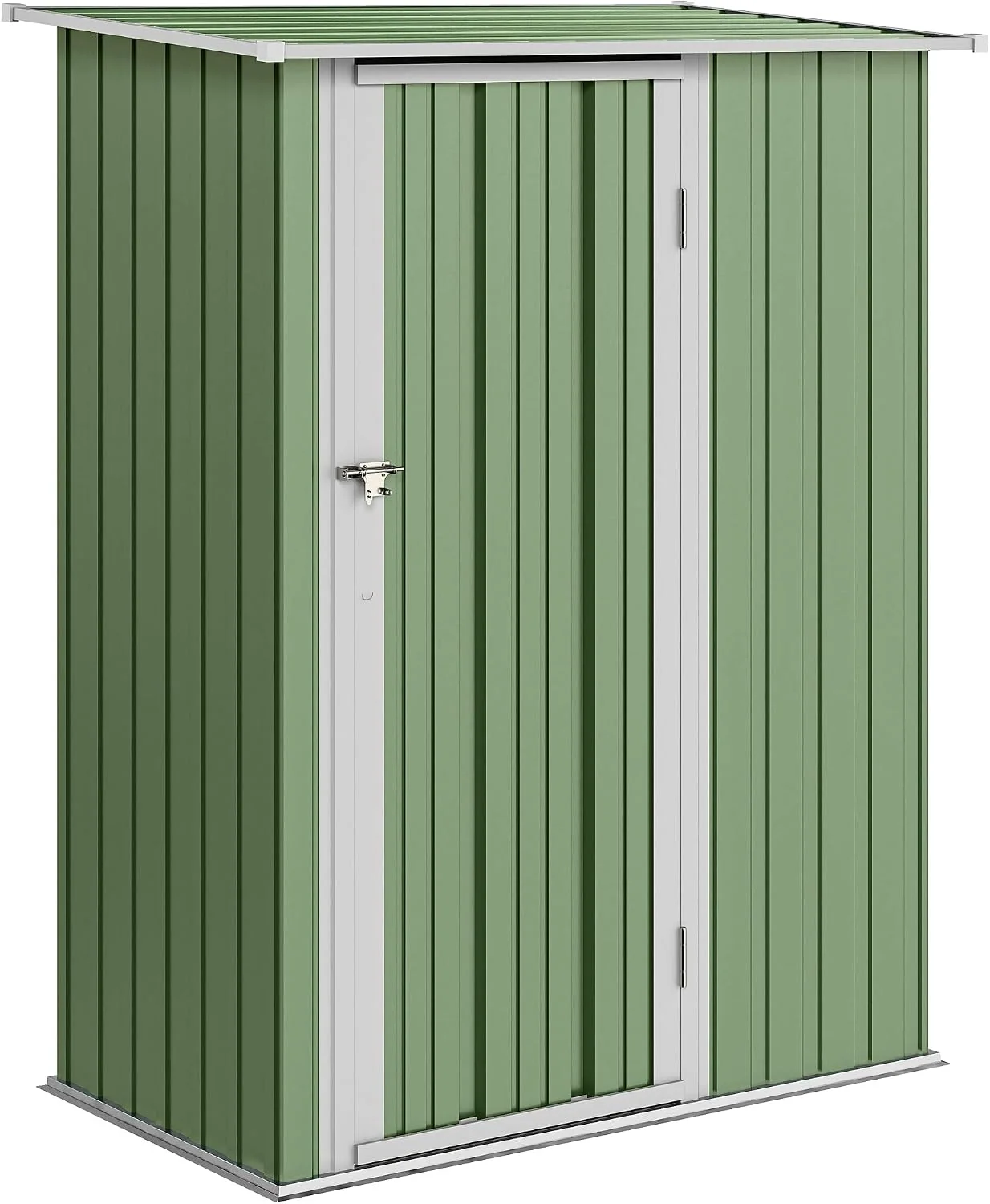 Gerätehaus Outsunny, 142 x 86 x 189 cm, 1,07 m, Grün, Metall ² Geräteschuppen mit Pultdach Abschließbarer Tür