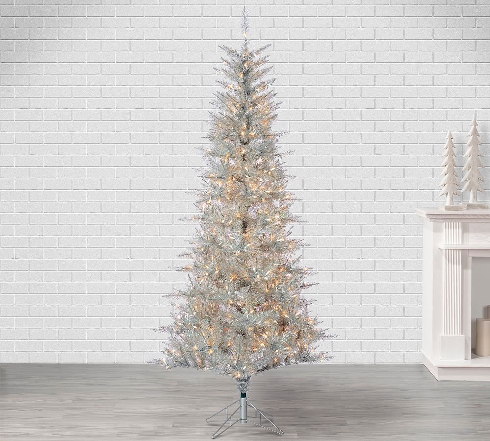 Lit Tuscany Tinsel Faux Christmas Trees   tiaotiao