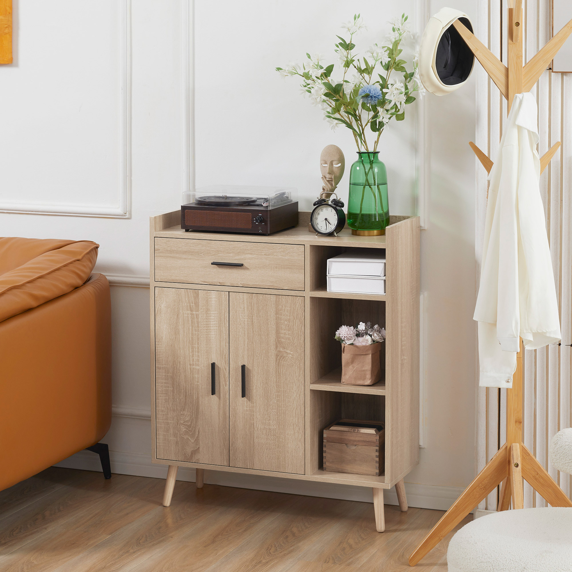 HOMCOM Moderne vielseitige Kommode mit Schrank und Schublade aus Holz 80x30x96.5cm