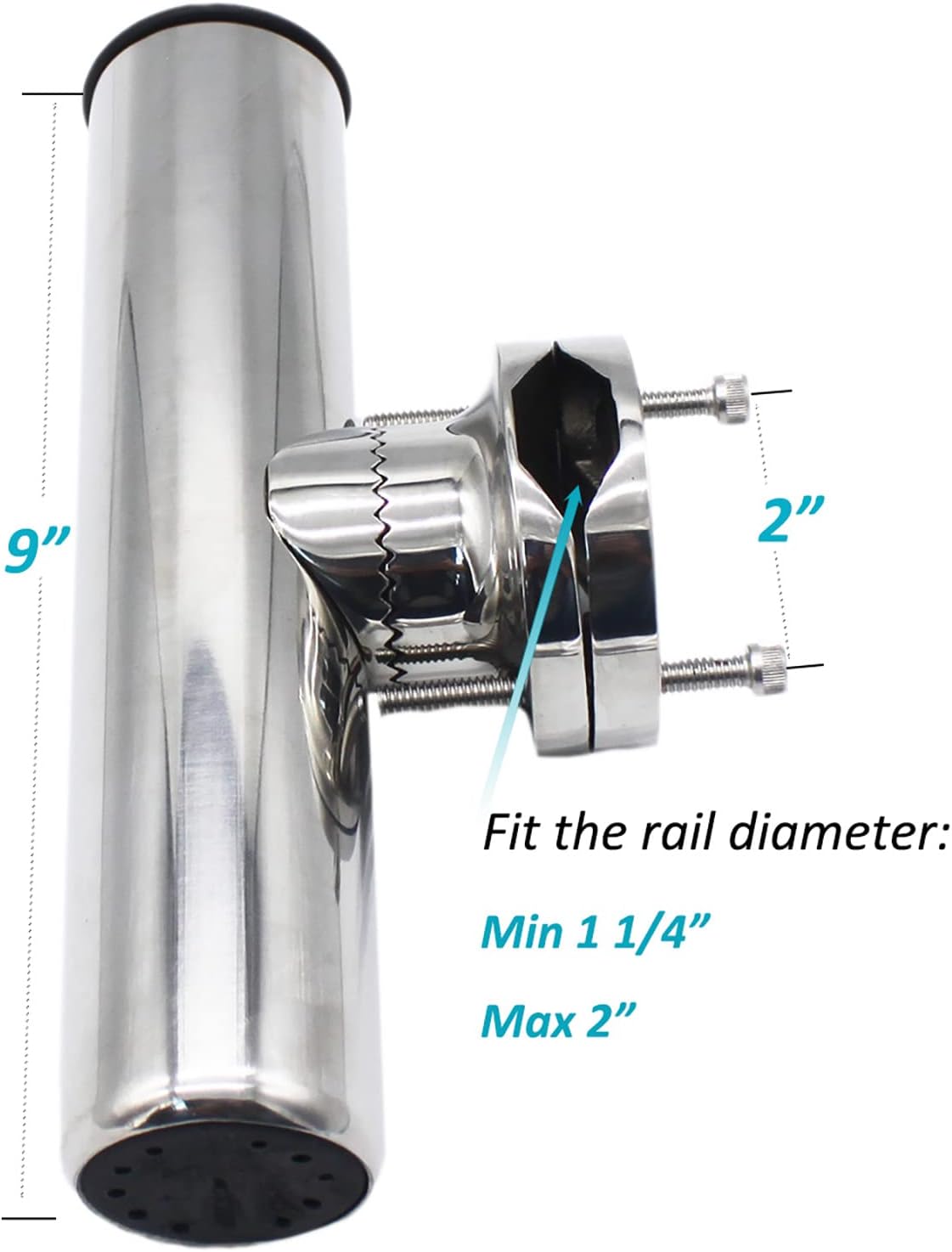 x-haibei 2 marine Angel Halter Edelstahl Klemme für Rail Mount 1–1/10,2 cm zu 5,1 cm