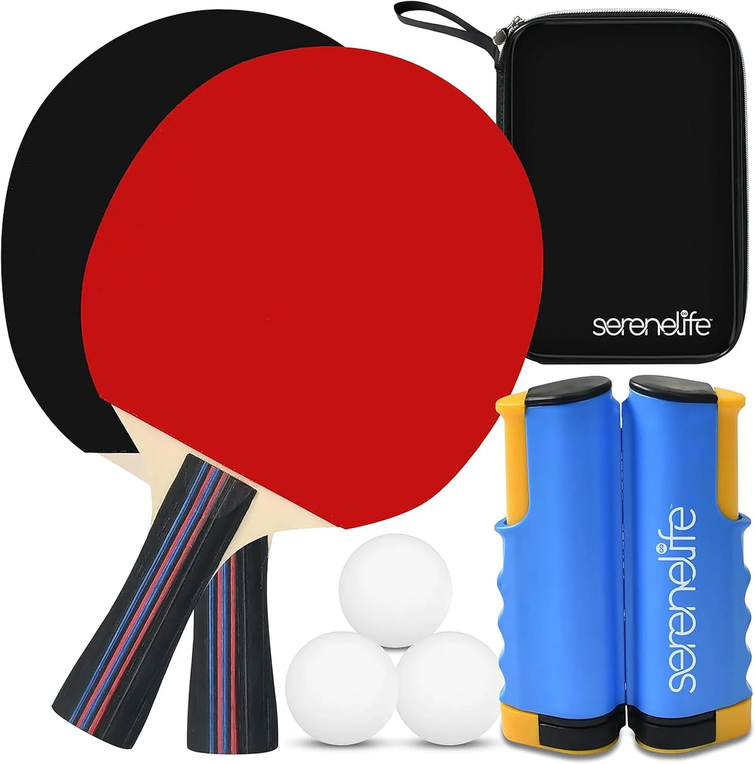 Table Tennis Set - Portable and foldable table tennis table (with net, posts and clips) - Suitable for indoor and outdoor use, suitable for camping and beach activities, space-saving design