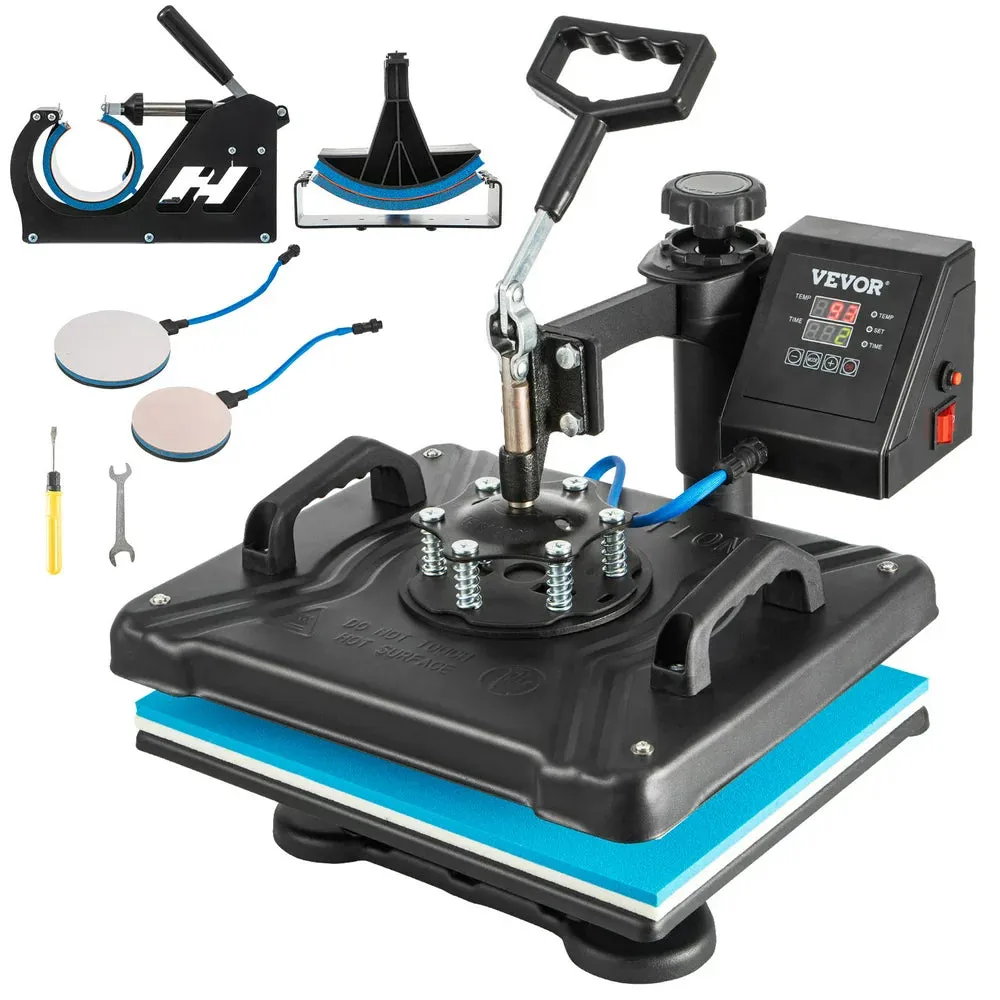 VEVOR 5 in 1 Heat Press Heat Press Machine Digital Multifunctional Sublimation T Shirt Heat Press Machine for T Shirts Hat Mug Cap Plate