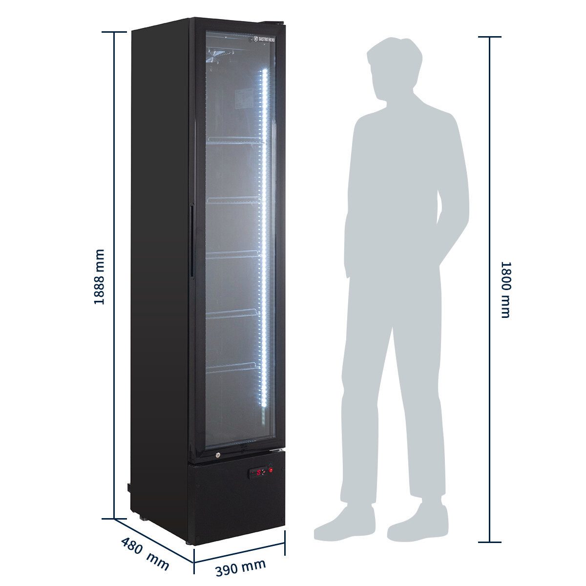 Getränkekühlschrank Flaschenkühlschrank 160 Liter schwarz mit Glastür & LED Beleuchtung