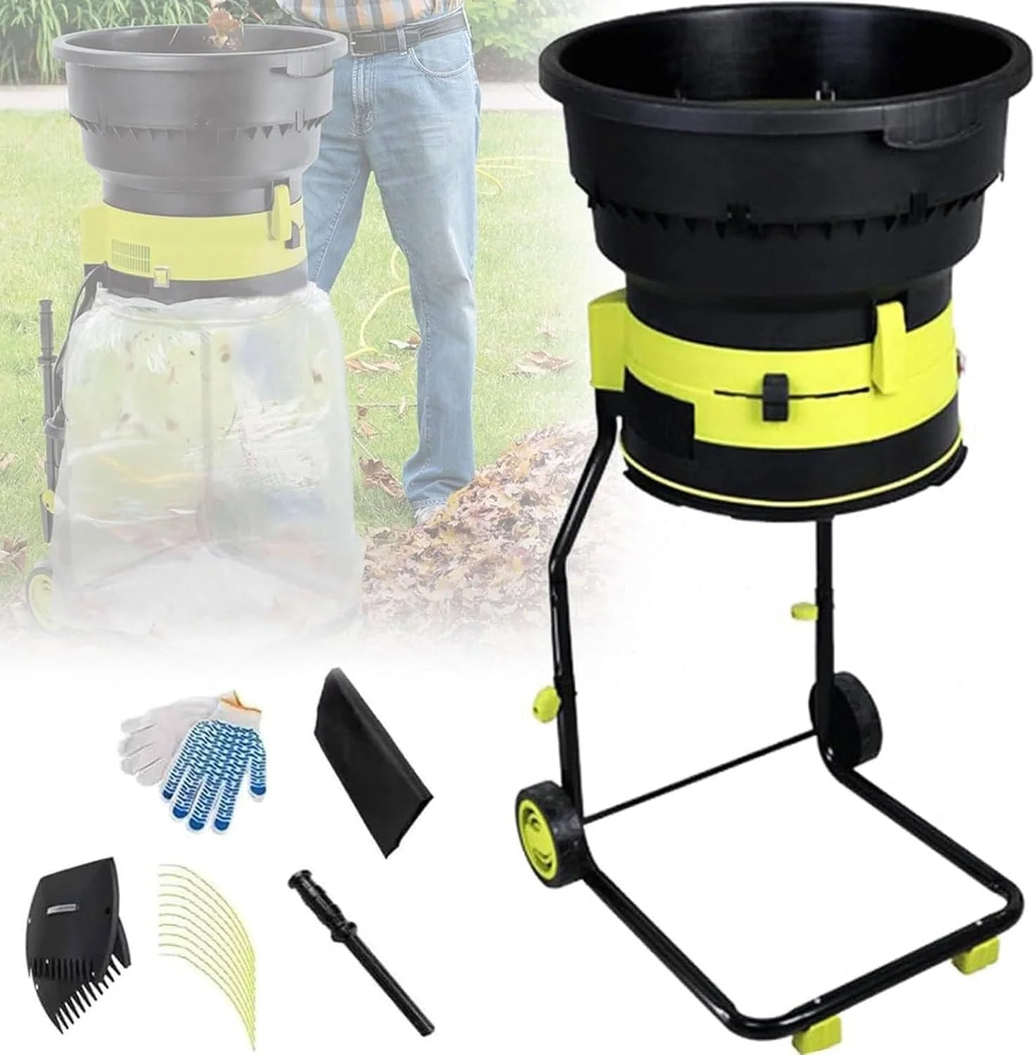 Elektrischer Laubhäcksler, 54 cm Trichterdurchmesser Für Die Hofreinigung 10M, Komposthäcksler, Asthäcksler, Laubzerkleinerer, Gartenlaubhäcksler