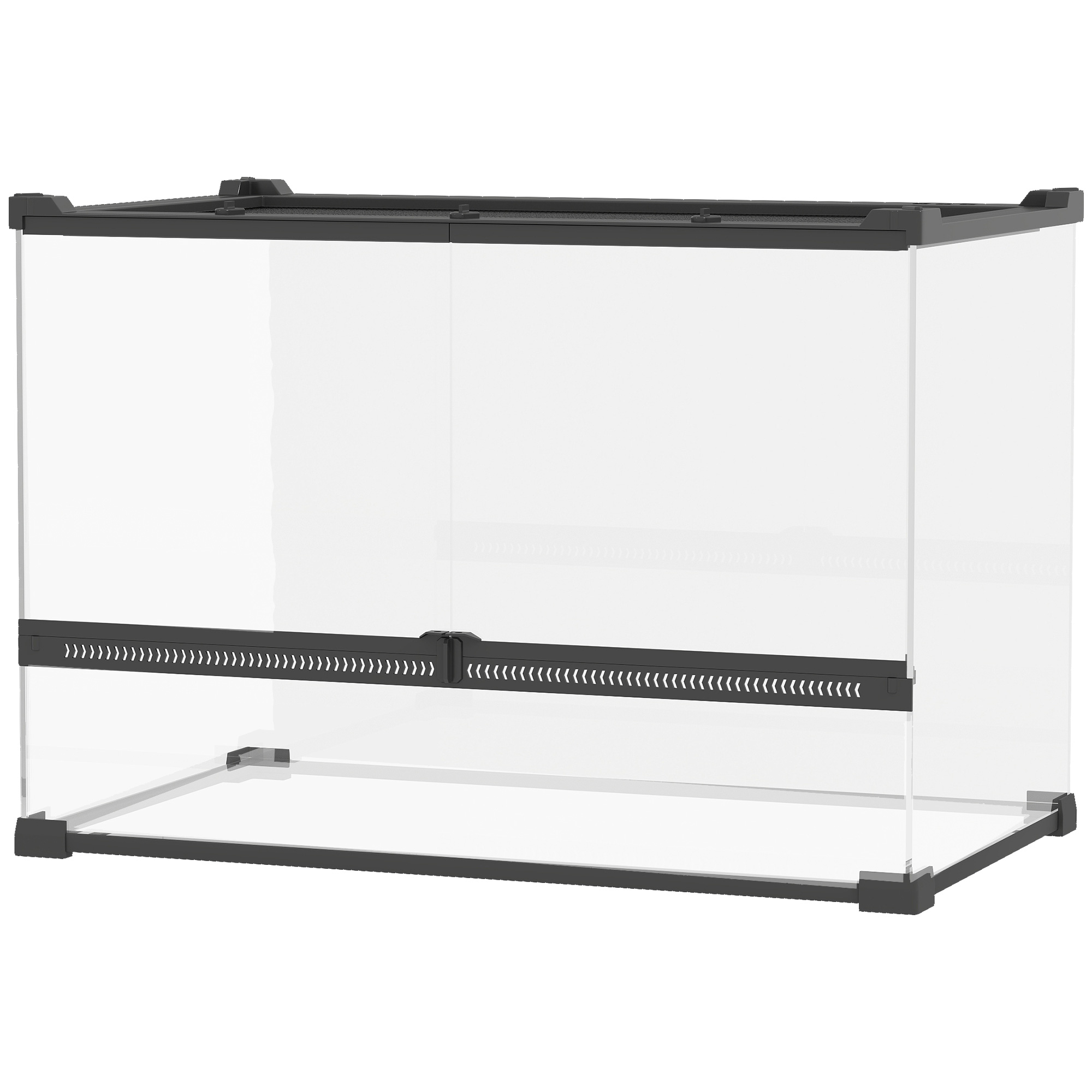 PawHut Glas-Terrarium für Reptilien, erhöhter & wasserdichter Boden, Knopfschloss