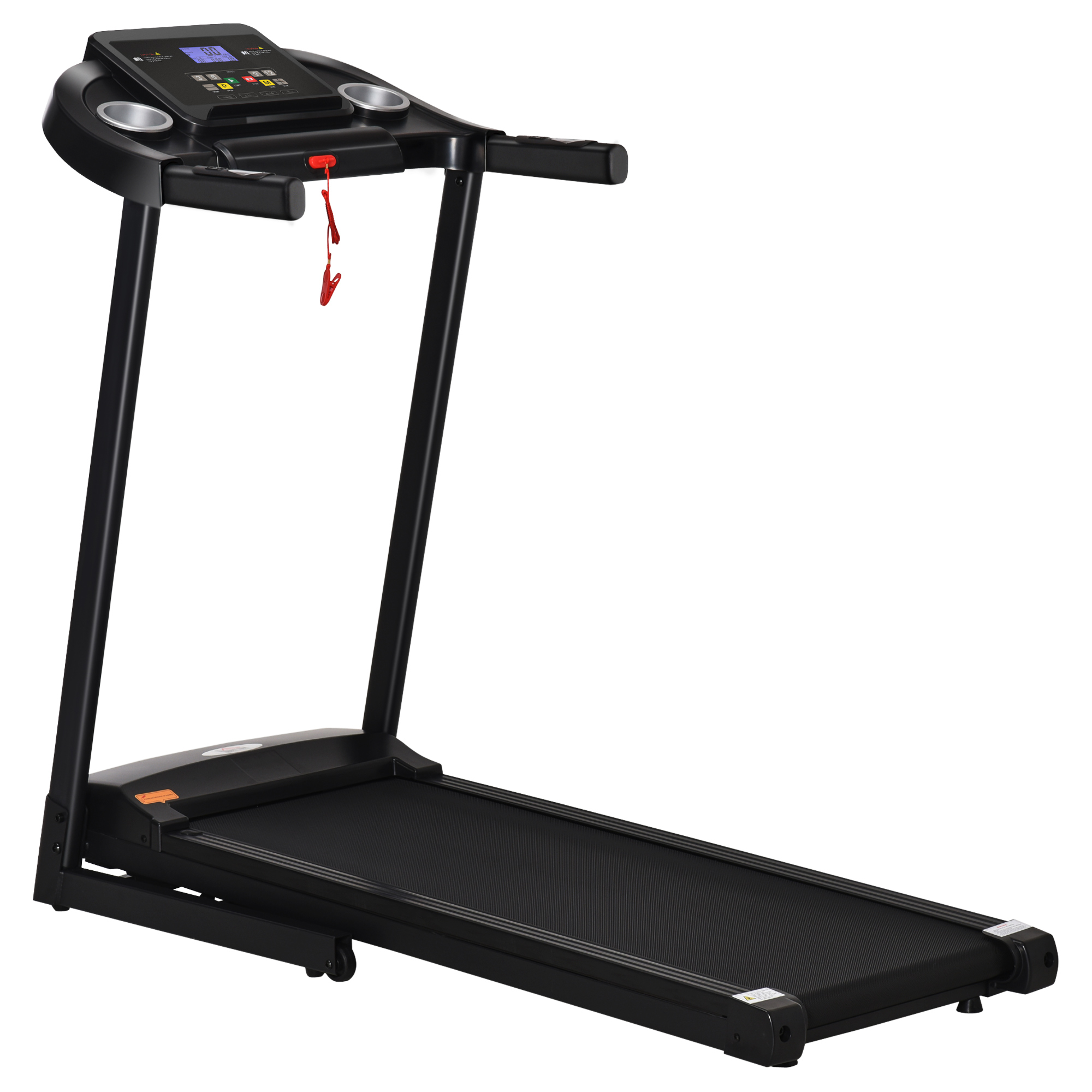 HOMCOM Laufband Klappbar elektrisch 500 W 1-12 km/h LED-Display Getränkehalter und Handyhalterung sehr gut geeignet für Home Gym Indoor Fitness Schwarz 134 x 60 x 118 cm