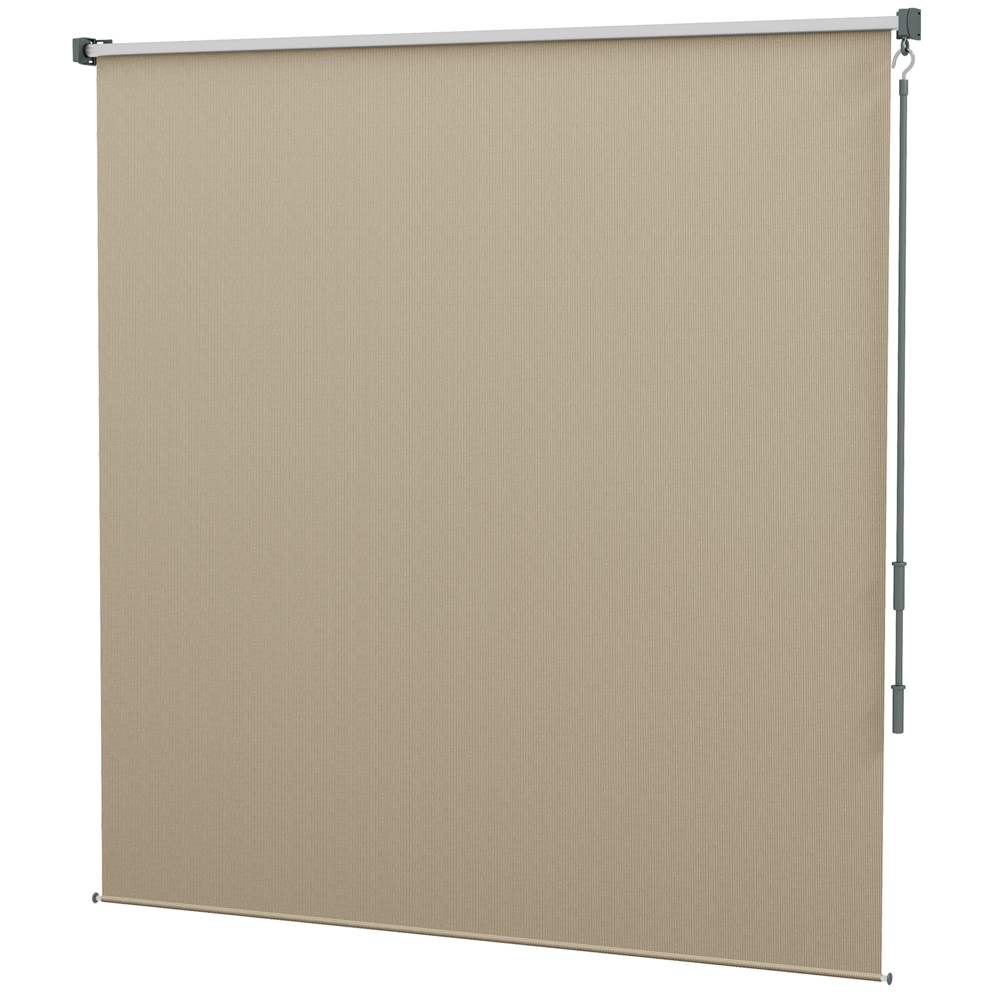 Outsunny Außenrollo, Decken-/Wandmontage, Handkurbel, Outdoor, Aluminiumrahmen, 183 x 185 cm, Beige