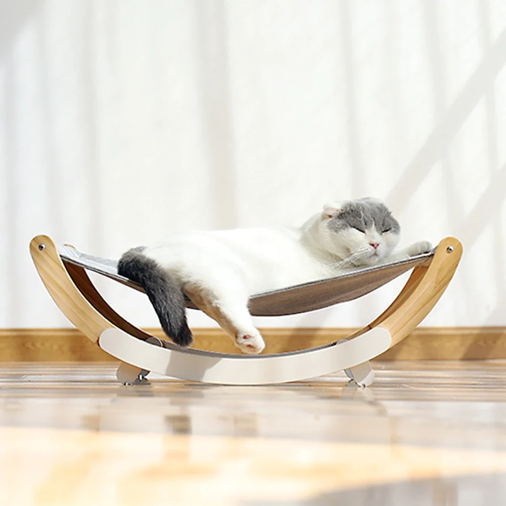 Cat Hammock Swing Bed with Wooden Frame