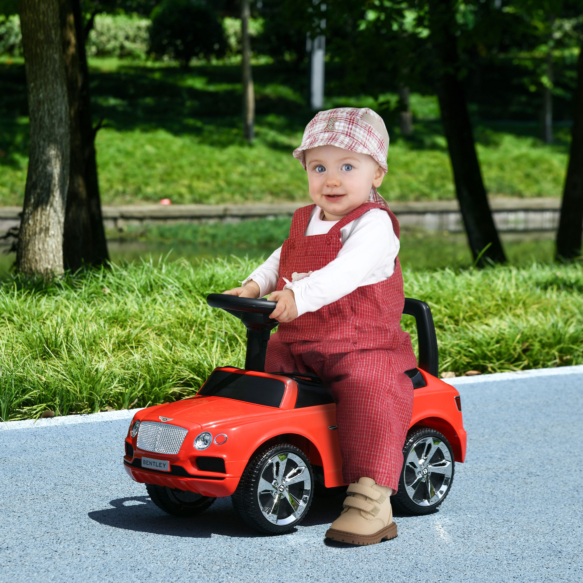 AIYAPLAY Bentley Bentayga Rutschauto, Rutscherfahrzeug mit Hupe Musik Kippschutz für Kinder ab 18 Monaten Rot