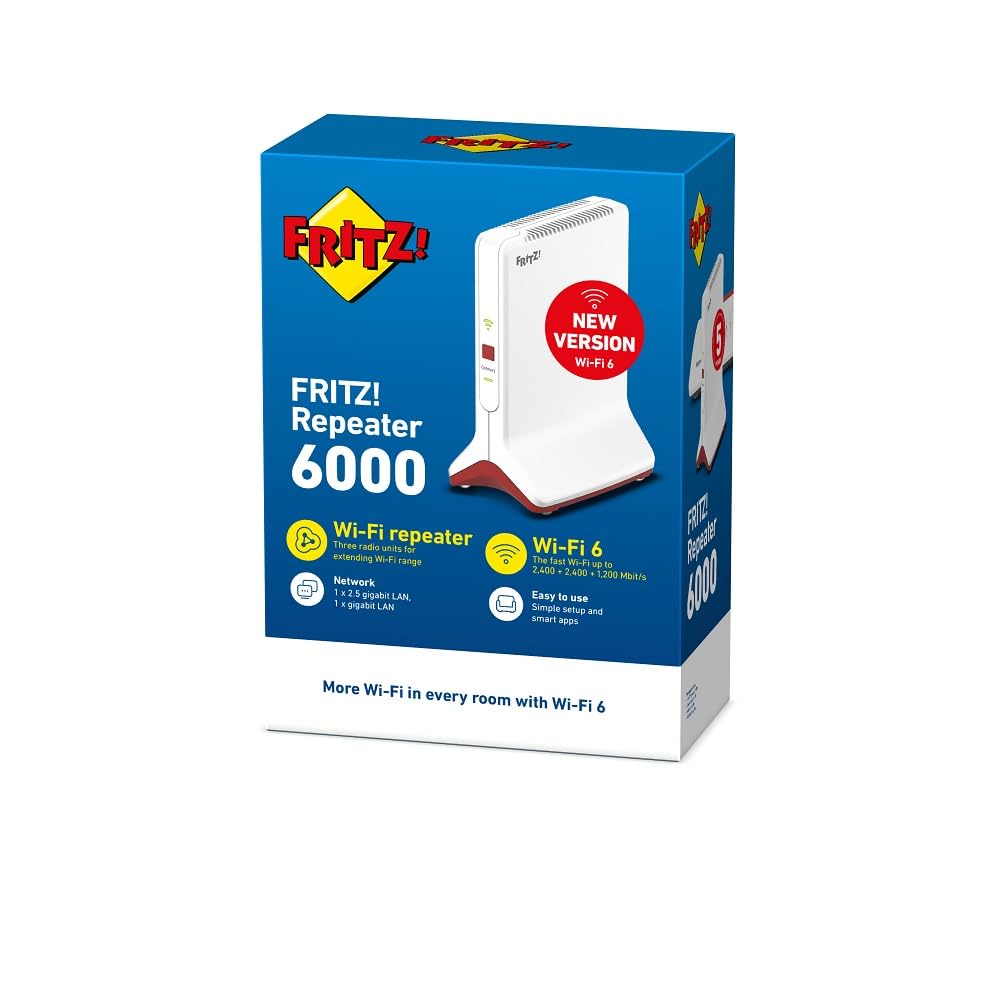 WLAN-Repeater 6000 Wi-Fi 6 Tri-Band bis 6.000 MBit/s Gigabit-LAN WLAN Mesh WPS automatische Bandauswahl