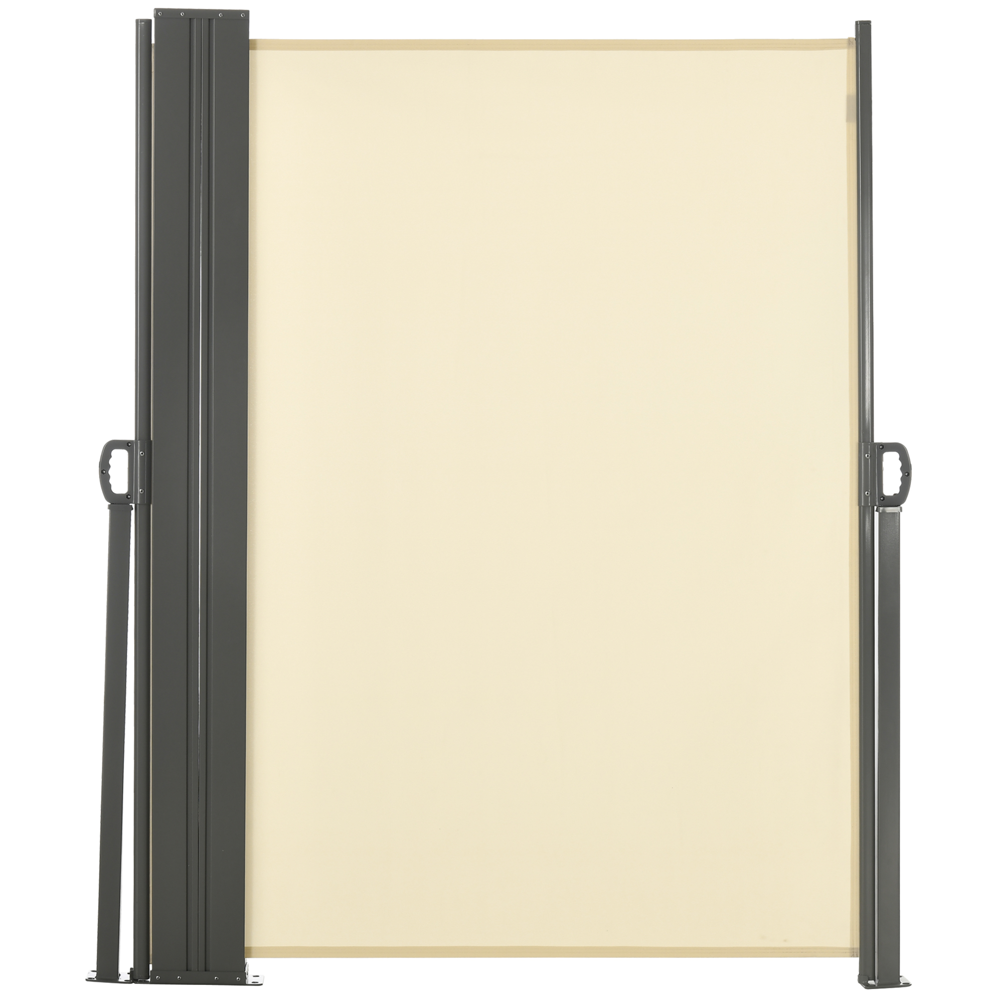 Outsunny Doppelter seitlicher ausziehbarer Sichtschutz Store 6L x 1,80H m Polyester Anti-UV Creme