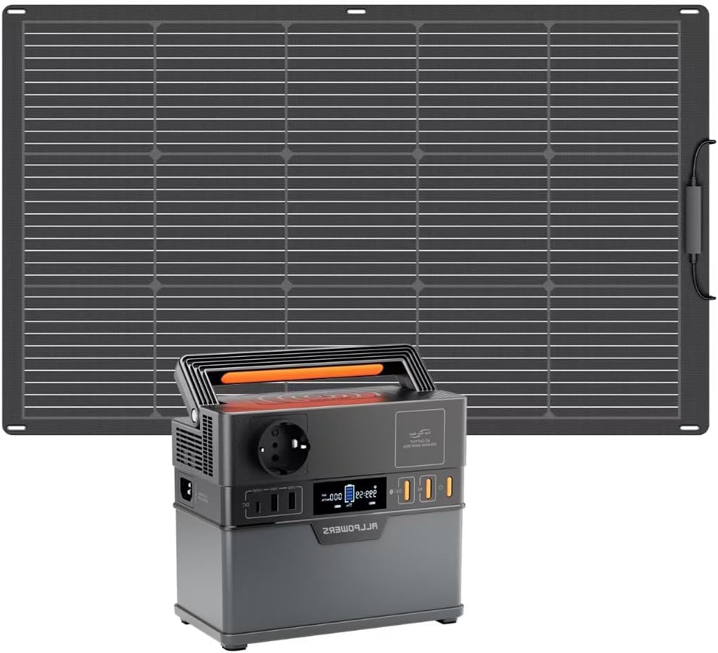 ALLPOWERS S300Plus Centrale Elettrica Portatile con Pannello Solare SF100 da 100W, 288Wh Generatore Solare Portatile, 300W (600W Picco) AC Uscita, UPS, Power Station per Campeggio, Emergenza