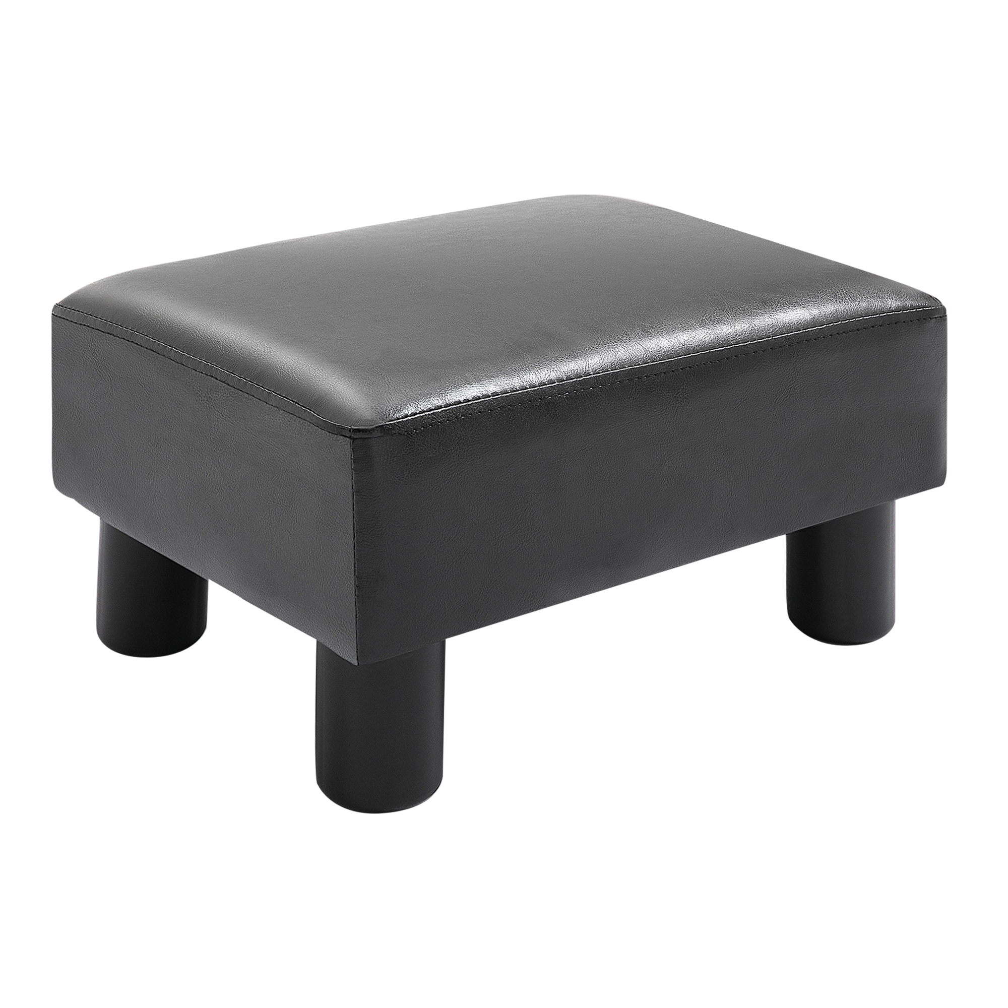 HOMCOM Sitzhocker Hocker mit Kunstleder Moderner Fußhocker Kunstlederhocker Ottomane für Schlafzimmer, Wohnzimmer, Schwarz
