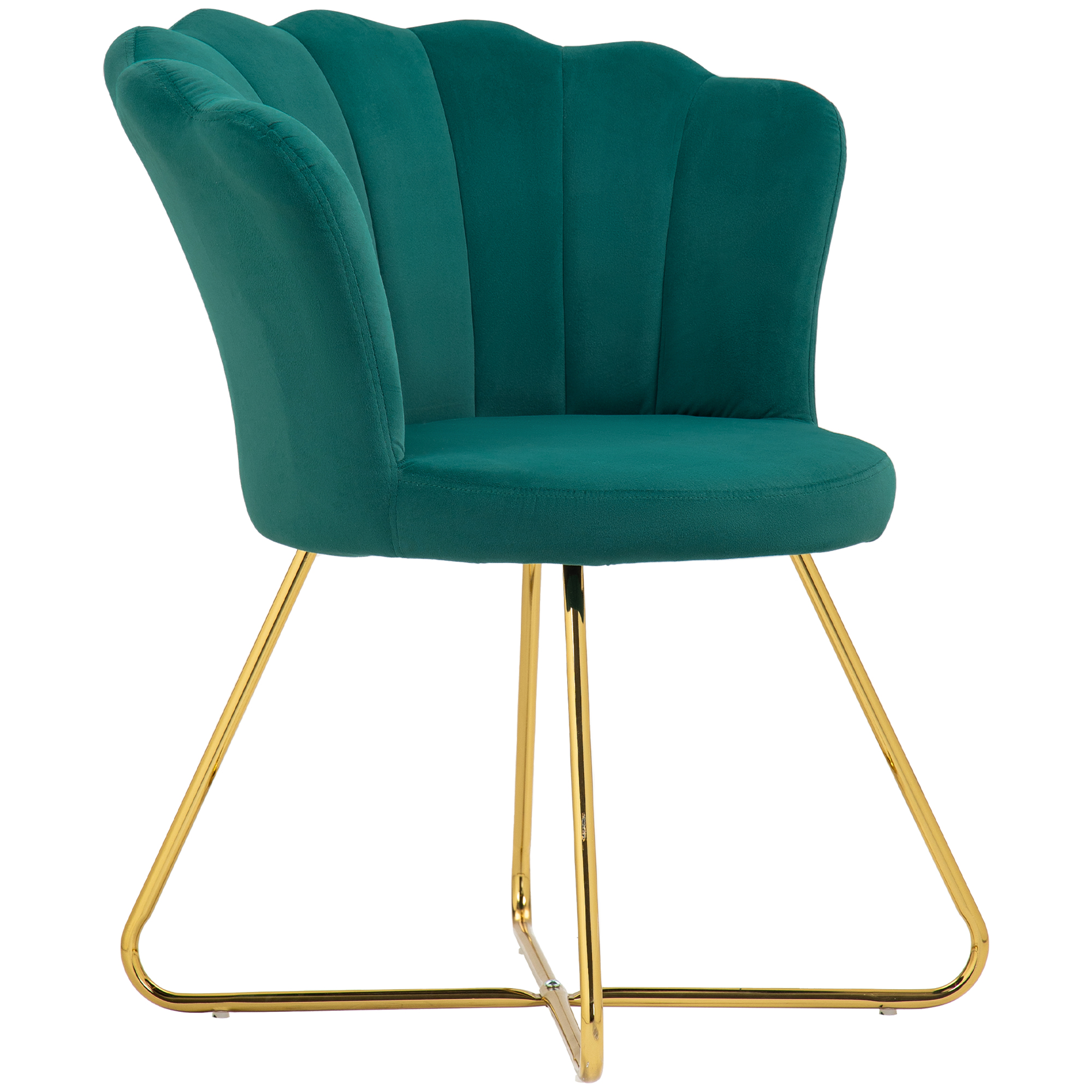 HOMCOM Sessel Muschel Frisiertischstuhl Samtsessel Lounge mit Stahlbeinen 69 x 64 x 80 cm Dunkelgrün