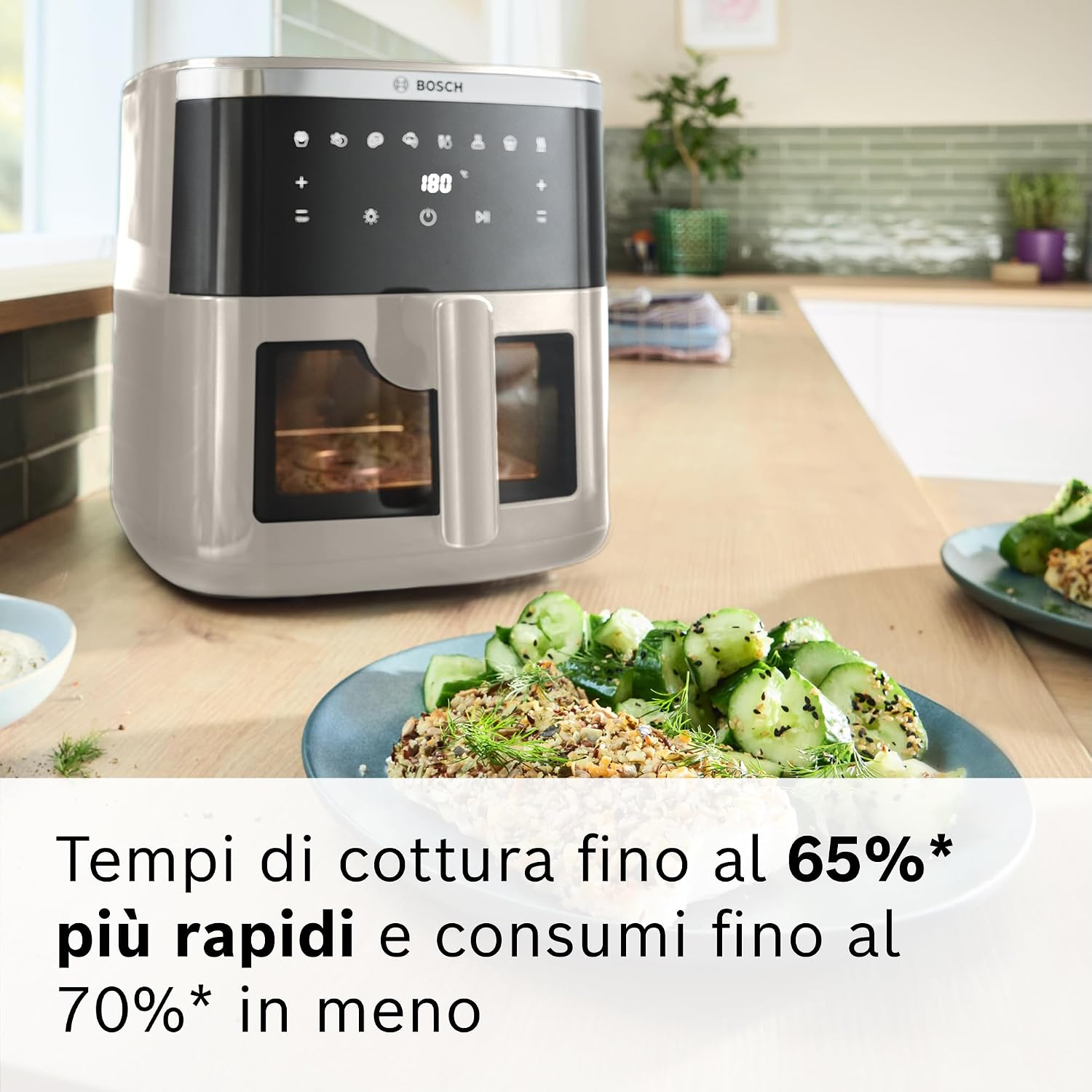 Bosch MAF671C0 Friggitrice ad Aria XXL 7,2 Litri, Finestra Illuminata,Beige