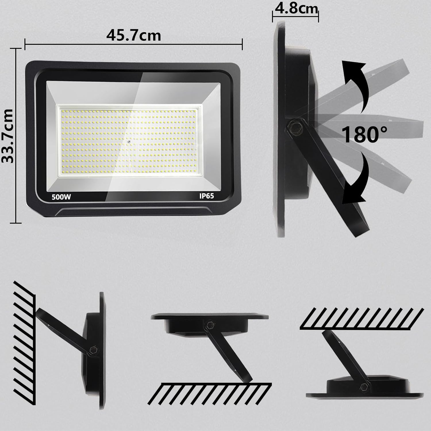 loyal LED Strahler Außen Fluter Aussen: 500W Superhell Scheinwerfer 3000K Warmweiß 50000LM - IP65 Wasserdicht Verstellbar mit Bügel für Garten, Garage, Sportplatz