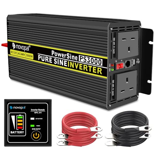 Novopal Power Inverter Onda Sinusoidale Pura 3000W 6000W Trasformatore di Potenza Convertitore  DC 12v in AC 220v 230v 240v Invertitore di Tensione 2 UK Presa con Uscita USB 5 Metri di Telecomando : Amazon.it: Elettronica