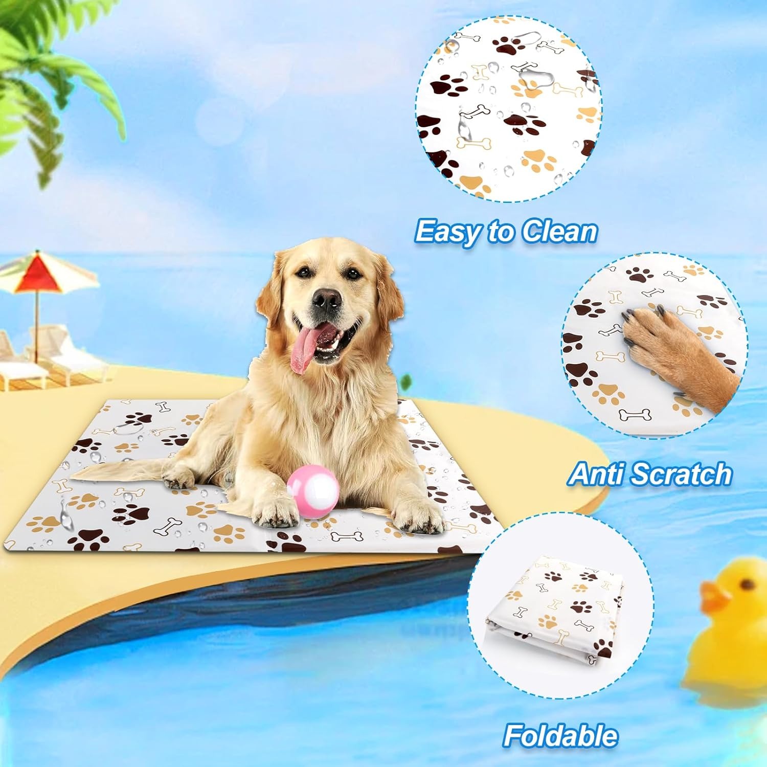 Tappetino Refrigerante Cane 90×60cm, Tappeto Refrigerante Animali Domestici, Tappetini refrigerante cane, Declino Naturale, Elementi Essenziali dell'Estate