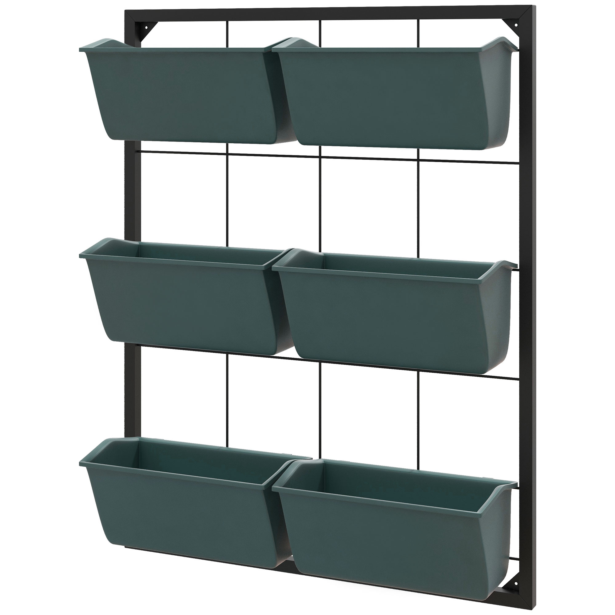 Outsunny Vertikales Blumenregal mit 3 Etagen und 6 Blumentöpfen für Innen- und Außenbereich, für Blumen, Pflanzen, Maße: 52L x 14B x 66H cm