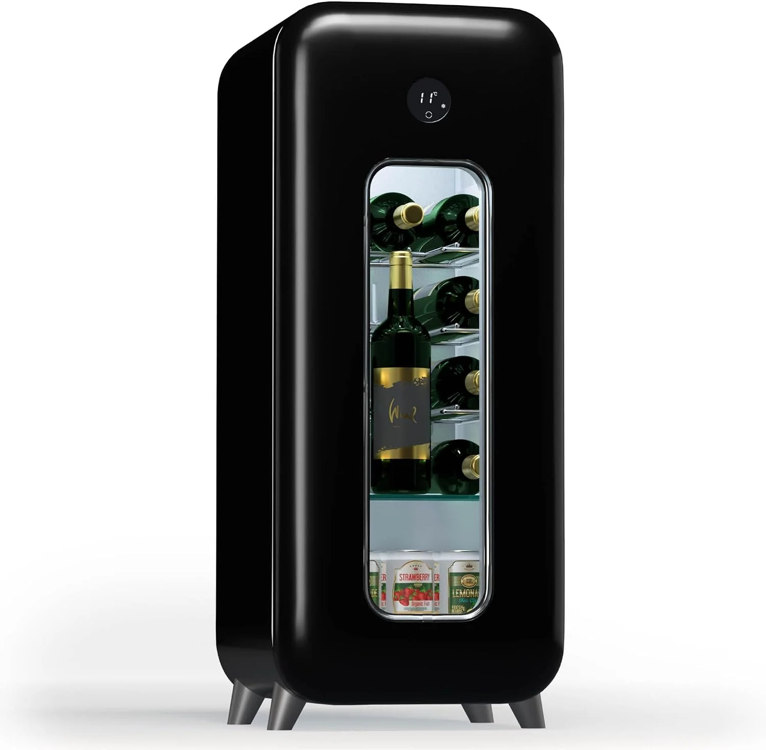 Klarstein Freistehender Weinkühlschrank 1 Zone, Wein-Kühlschrank Klein mit Glastür, Getränkekühlschrank Klein, Kleiner Weinschrank, Wine Fridge