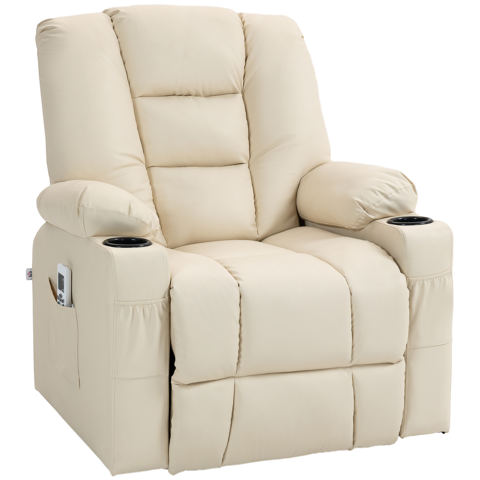 Massagesstoel Opstaande Hulp Seniorenstoel, incl. Afstandsbediening, 4 massage modi, 90 cm x 98 cm x 102 cm, Creme